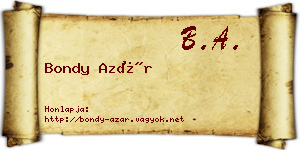 Bondy Azár névjegykártya